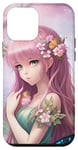 Coque pour iPhone 12 mini Dreamy Purple Forest Flowers Manga Anime Girl Fairy