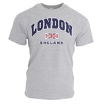 Herr London England Print 100% Bomull Kortärmad Casual T-shirt Sports Grey XL - 46inch - 48inch