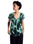 STREET ONE A321801 T-Shirt en Mélange de Matériaux, Vert Sapin, 40 Femmes, Multicolore