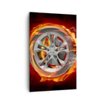 Impression sur Toile 80x120cm Tableaux Image Photo Wheel Flames Rim Decoration