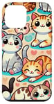 Coque pour iPhone 12 mini Chats mignons dans différentes expressions