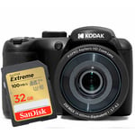 Kodak Pixpro AZ255, musta + SanDisk Extreme SDHC V30 32GB 100MB/s