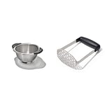 OXO Good Grips Stainless Steel 2.8L Colander, Metal & Good Grips Smooth Potato Masher