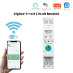 Disjoncteur intelligent TUYA ZigBee, t&eacute;l&eacute;commande, commutateur de commande vocale, application de t&eacute;l&eacute;phone portable sans fil pour la maison, connexion du disjoncteur Compatible avec Assistant et Amazon Alexa