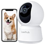 LAXIHUB Pet Dog Cameras with App, 2K 3MP Indoor Security Camera for Baby Cat Puppy, 360° Pan/Tilt Home Security, Night Vision, Motion/Sound Detection, Smart Tracking, 2-Way Talk, Work with Alexa