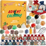 Gemstone Advent Calendar 2024, 24 Day Natural Crystal Minerals & Fossils Christmas Countdown Advent Calendars for Kids Rock Collection Enthusiasts Gifts for Boys Girls Adult Xmas Gemstone Dig Kit