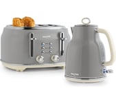 SALTER COMBO-9191 Retro Jug Kettle and 4-Slice Toaster Bundle - Grey, Silver/Grey