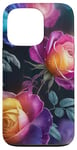 Coque pour iPhone 13 Pro pétales de rose vibrantes roses