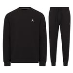 Nike Jordan Brooklyn Fleece Mens Crew Neck Tracksuit in Black material_cotton - Size Large