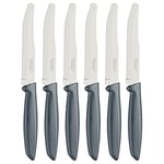 Tramontina Kitchen Knives Set of 6, Serrated Fruit Tomato Cooking Knife, Vegetable Chopper Peeler, Stainless Steel, Multipurpose, Rounded Tip, Grey, 23498655