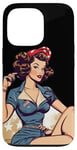 Coque pour iPhone 13 Pro Retro Patriotic Pin-up Vintage USA Flag American Beauty Girl