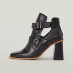 Ringer Mid Strap Leather Boots - Black - Women