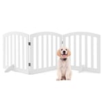 COSTWAY Pet Gate, 3/4 Panel Freestanding Folding Dog Barrier, 61cm Step Over Safety Fence for Doorway, Stairs (185 x 61cm, White)