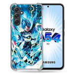 Cokitec Coque Renforcée en Verre Trempé pour Samsung Galaxy A54 5G Manga Dragon Ball Vegeta Bleu