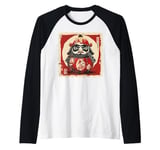 Daruma Doll Japan Japanese Art Samurai Ukiyo-e Vintage Raglan Baseball Tee