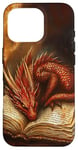 iPhone 16 Pro Aesthetic Gothic Red Dragon Reading Book Painting Bookish Case