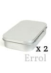 2 x Empty Tins. Hinged Lid. Altoid Size  3¾" x 2⅜" x ⅞" (96mm x 60mm x 21mm)