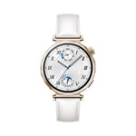 Montre connectée Huawei Watch GT 5 41 mm doré en acier inoxydable avec bracelet en cuir reconstitué Blanc