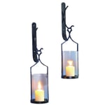 Vägglampa 2-pack smidesjärn 43cm vägglampa svart ljusstake blockljus Black Black