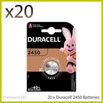 20 x Duracell CR2450 3V Lithium Coin Cell Battery 2450 DL2450 Longest Expiry