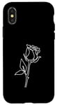 Coque pour iPhone X/XS Rose Fleur Abstraite Dessin Minimaliste one Line Art