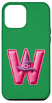 iPhone 12 Pro Max Pink Letter "W" on a Women Girls Ladies Witches Green Color Case