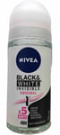 Nivea Ladies Roll On Antiperspirant Black & White Invisible 48 Hour 3 x 50ml