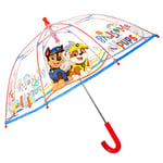 Parapluie Transparent Enfant 4 5 6 Ans Pat Patrouille - Parapluie Cloche Résistant Petit Garçon Ouverture Manuelle - Paw Patrol Parapluie Dome Solide Coupe Vent Chase Ruben - Diamètre 64 cm (Rouge)