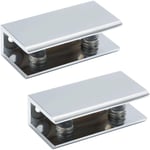 Pince à Verre Support d¿étagère en Verre Support de Tatte Murale Charnière de Porte, Verre Adaptatif de 8-12 mm d'épaisseur, Finition Polie en Acier Inoxyda, 2 Pcs, EBL2012-2P 56 X 27 Mm