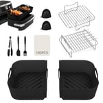 Duosuphoe 10 Pcs Air Fryer Accessories Set for Ninja Foodi AF500UKCP Flexdrawer 10.4 L, BPA-Free | Ninja AF500UK Accessories, Airfryer Silicone Mould Reusable & 18/8 Stainless Steel Stan Racks