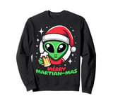 Christmas Funny Alien Santa Beer Merry Martian-mas Sweatshirt