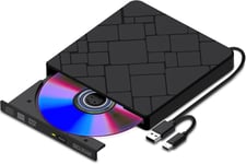 Lecteur Cd Dvd Externe Pour Pc Usb 3.0 & Type C Portable Lecteur Dvd Graveur Cd Rom +/-Rw Dvd Externe Pour Pc Laptop Desktop Imac Macbook Pro/Air Windows 11/10/ 8/7/ Xp/Linux/Mac Os