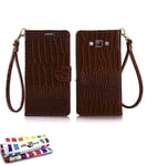 ETUI FOLIO A RABAT SAMSUNG GALAXY A7 A700 (2015) CROCO CHIC MARRON ECO-CUIR (PU)