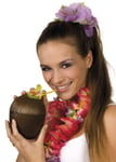 Hawaiian Hula Party Cocktail Coconut Cup with Flower Beach Party Tableware