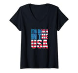 Womens I'm born in the USA Freedom V-Neck T-Shirt