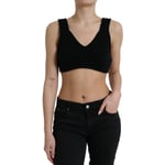 DOLCE & GABBANA Top Bustier Black Cropped Cashmere V-neck IT36/US2/XS 650usd