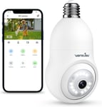 Ampoule Camera Surveillance Wifi Exterieure Sans Fil-2K Caméra Intérieure Ip Étanche, Suivi Humain, Vision Nocturne Couleur, Audio Bidirectionnel, Compatible Avec Alexa & Google, G6