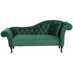 Méridienne Chesterfield en Velours Salon Bureau Bibliothèque Vert Foncé Lattes