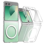 AFENGBOX for Samsung Galaxy Z Flip 6 5G Case,Samsung Flip 6 Clear Slim Phone Case with Screen Protector [Compatible with Magsafe],Shockproof Protective Cover for Samsung Z Flip 6,Clear