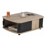 Table Basse Rectangle 80 cm Chêne - Coloris: Noir