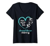 Womens Hope Fight Win Cervical Cancer Awareness V-Neck T-Shirt