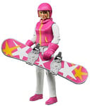 BRUDER - Personnage articulé skieuse femme avec snowboard et accessoires joue...