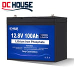 12V 100AH Lithium Battery Rechargeable LiFePO4 4000+ Deep Cycle for Solar RV Van