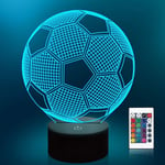 Jalkapallo yövalot lapsille 3D Illusion Football Lights 16 LED kaukosäätimen väriä vaihtava kosketus Pöytälamput Sisustus Viileä lahja Syntymäpäivä Joululahjat Urheiluteeman fanit