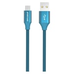 GreyLime Flettet USB-A til Micro USB Kabel 1 meter - Blå