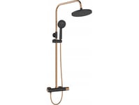 Shower System Invena Moonlight: Rain And Hand Shower, Mixer, Black With Gold Details