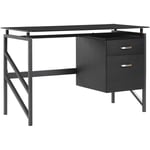 Bureau Plateau Verre 117 x 57 cm avec Structure en Métal Noir et Tirroirs de Rangement au Design Industriel pour Intérieur Moderne Beliani