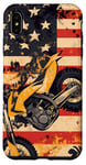 Coque pour iPhone XS Max Drapeau américain Art déco jaune pour moto Dirt Bike Braap