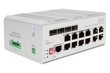 DIGITUS Commutateur réseau PoE - 12 Ports Gigabit Ethernet - 8X RJ45 + 4X SFP/RJ45 Combo - L2 administrable - 10/100/1000 Mbit/s - Montage sur Rail DIN - série Industrielle - Blanc