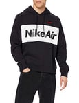 NIKE M Nsw Air Hoodie PO Flc Sweatshirt - Black/White/Black/(University Red), Large